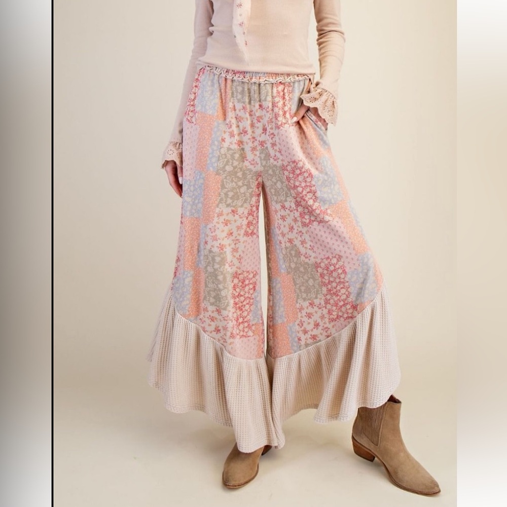 Boho Patchwork Wide-Leg Palazzo Pants